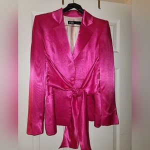 Zara satin effect pink blazer